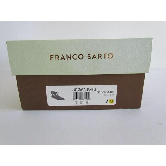 New Franco Sarto Sandals Leather Size 7 Upstart Strappy Gladiator Wedge Blue - Picture 13 of 15